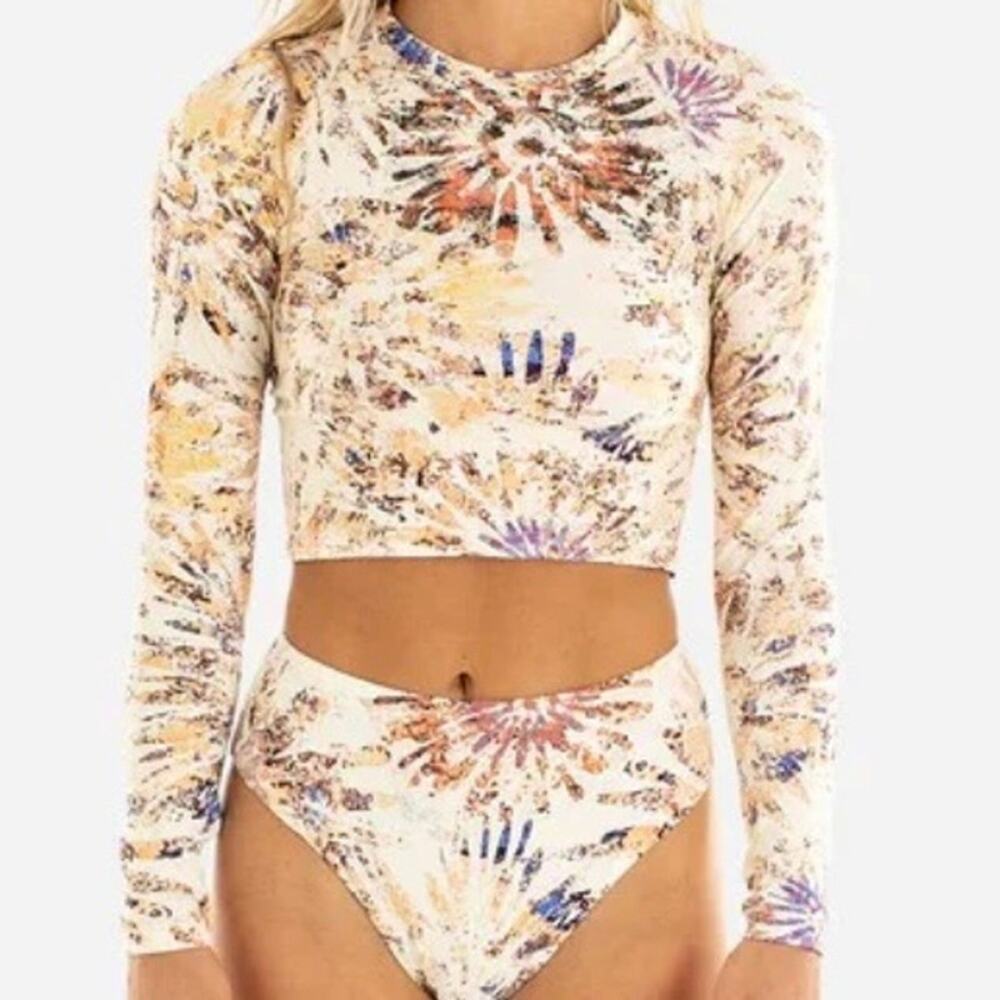 NWT 2pc JETTY LADIES KALI Cropped RASHGUARD & Bikini Bottom S/M Surf $140 Beach